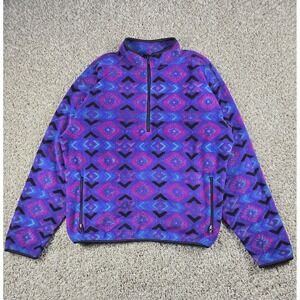 Vintage Rei Fleece Pullover Aztec Size Large Synchilla Purple 90s